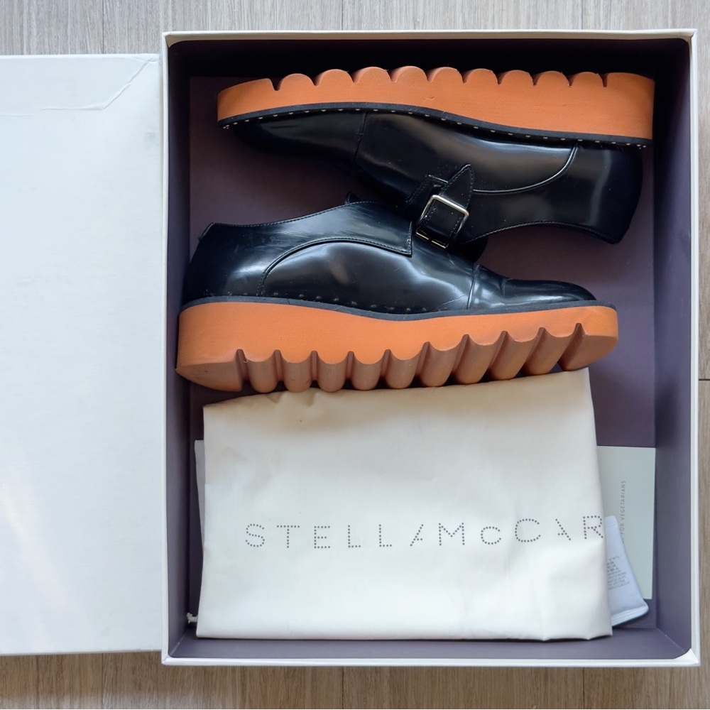 STELLA MCCARTNEY Odette Platform Monk Sneaker Shoes Black/Orange